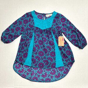 NWT Red Camel Girls Torq Combo Peasant Top